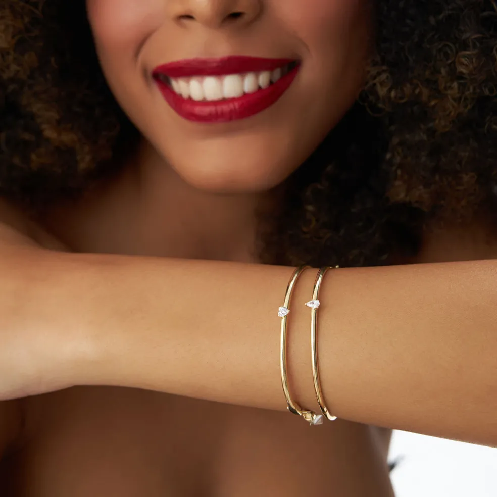 14K Pear Shape Diamond Solitare Bangle