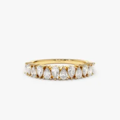 14k Pear Shape HalF Eternity Diamond Band