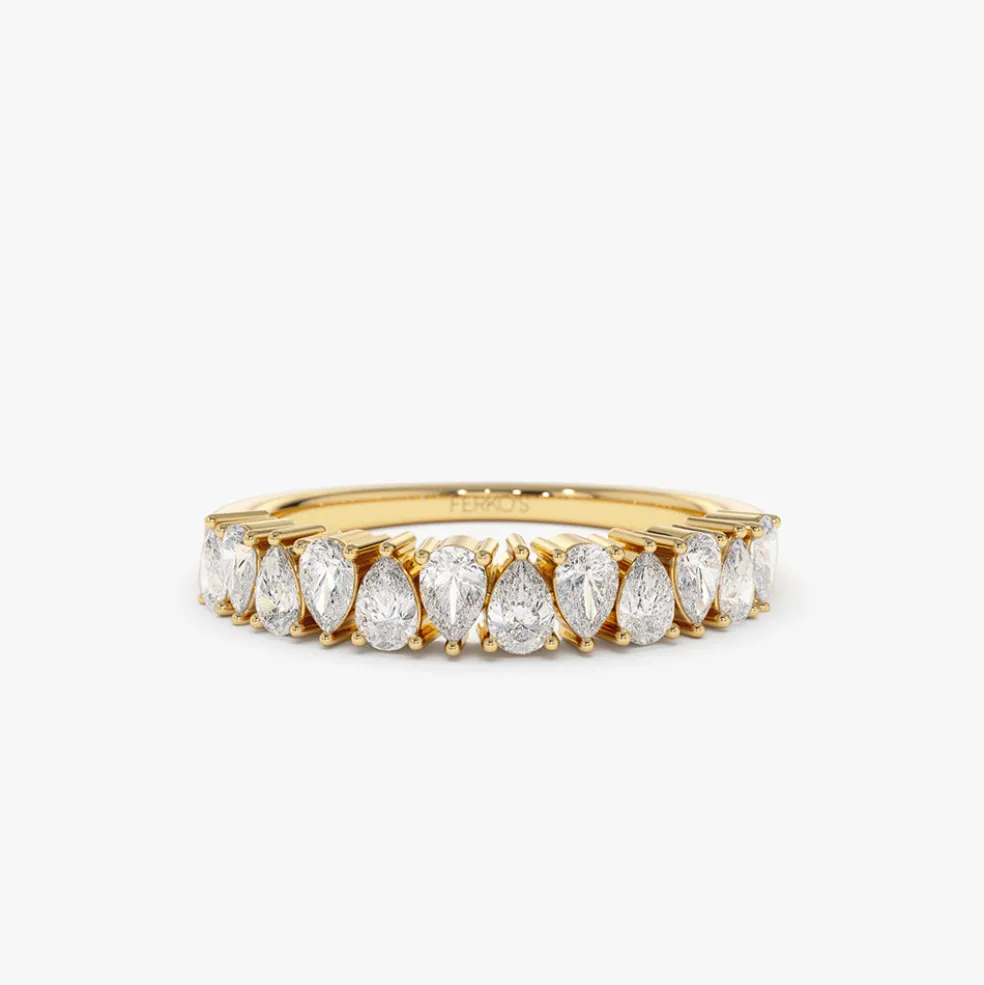14k Pear Shape HalF Eternity Diamond Band