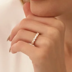 14k Pear Shape HalF Eternity Diamond Band