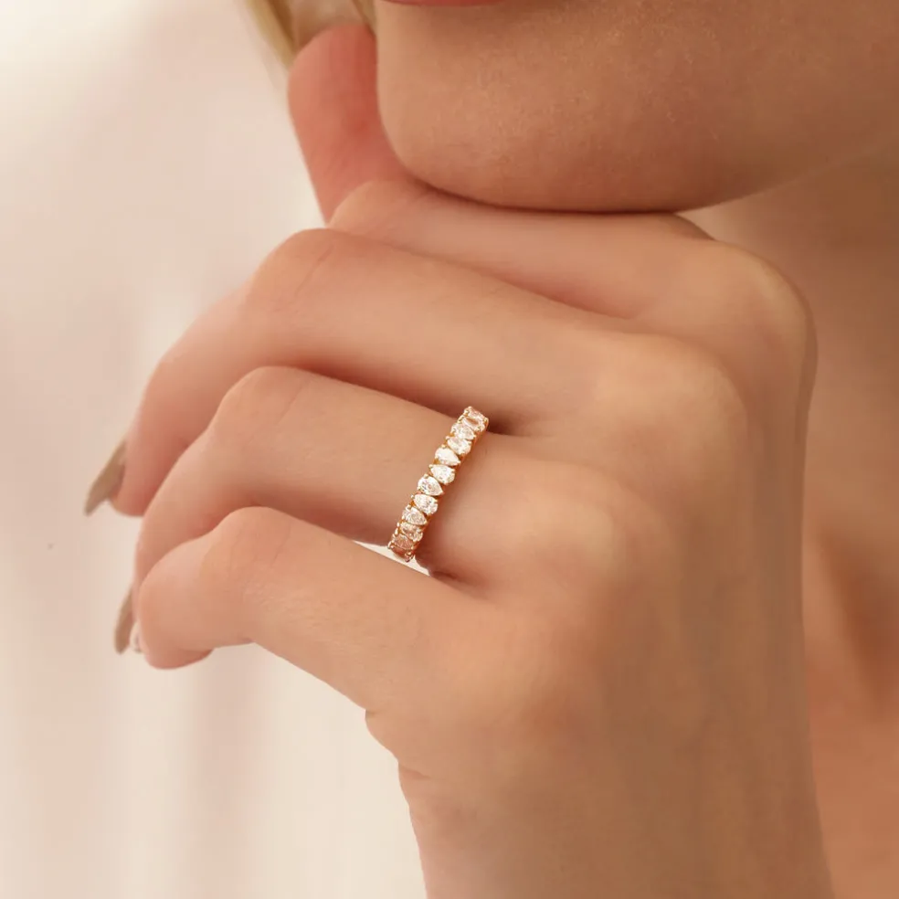 14k Pear Shape HalF Eternity Diamond Band