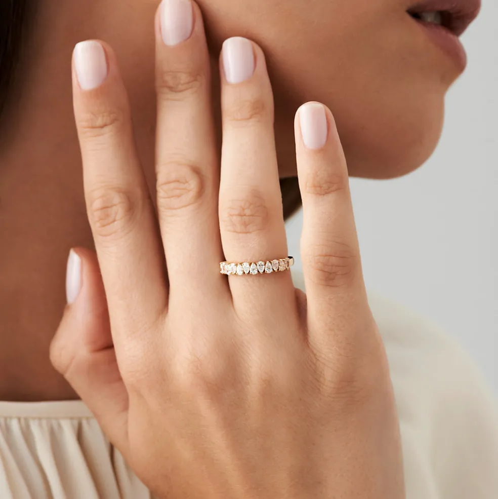 14k Pear Shape HalF Eternity Diamond Band