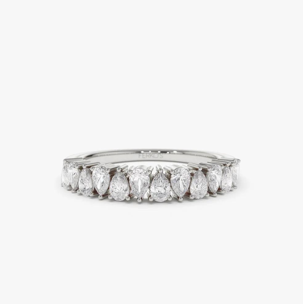 14k Pear Shape HalF Eternity Diamond Band