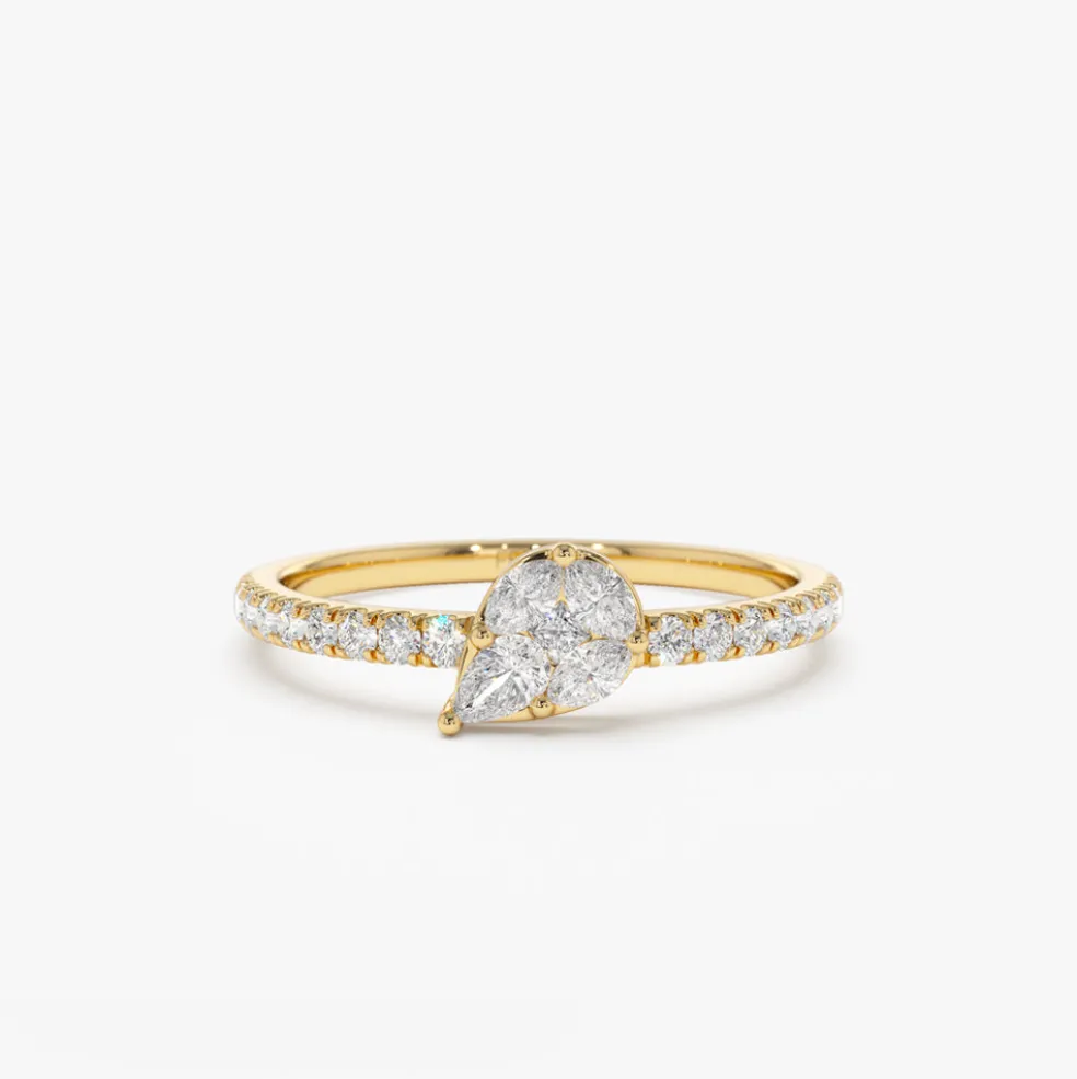 14k Pear Shape Illusion Setting Diamond Engagement Ring