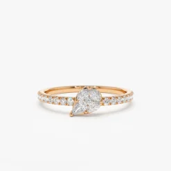 14k Pear Shape Illusion Setting Diamond Engagement Ring
