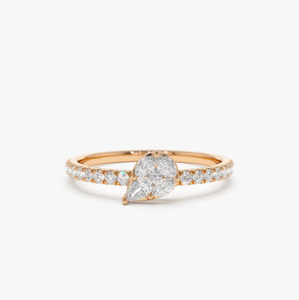 14k Pear Shape Illusion Setting Diamond Engagement Ring