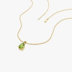 14k Pear Shape Peridot Solitaire Necklace