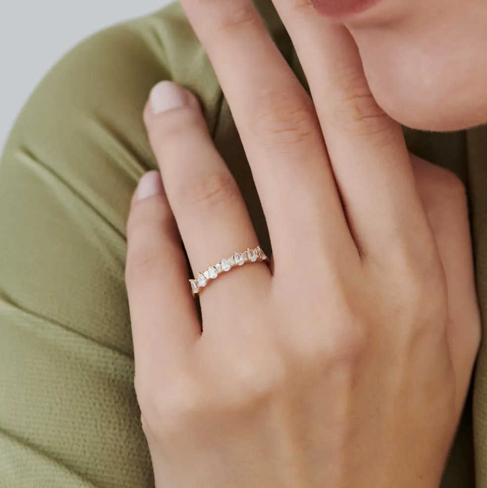 14k Pear Shaped & Tapered Baguette Diamond Anniversary Ring