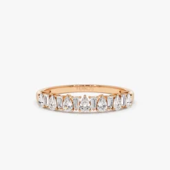 14k Pear Shaped & Tapered Baguette Diamond Anniversary Ring