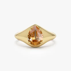 14K Pear Shaped Citrine Statement Ring