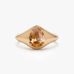 14K Pear Shaped Citrine Statement Ring