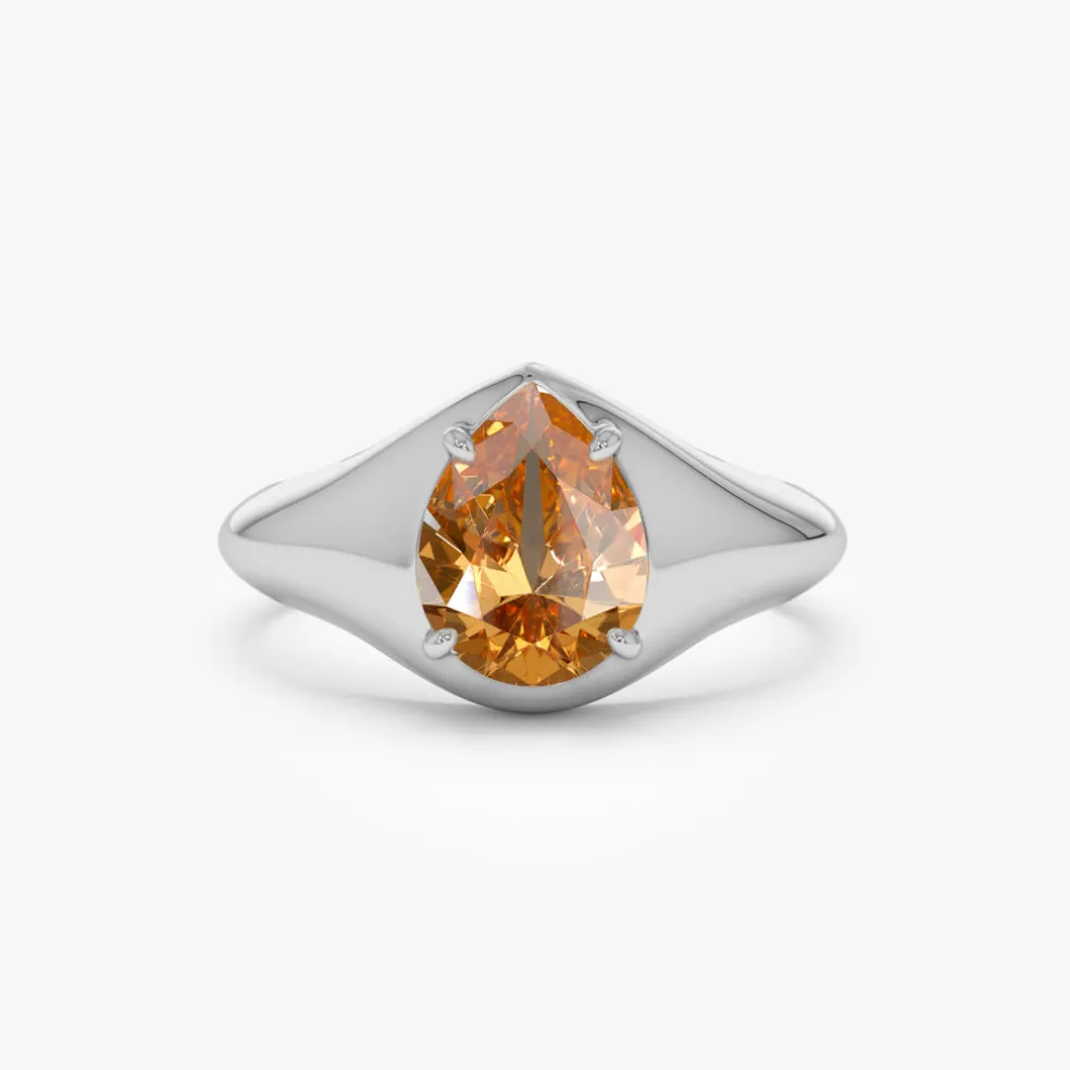 14K Pear Shaped Citrine Statement Ring