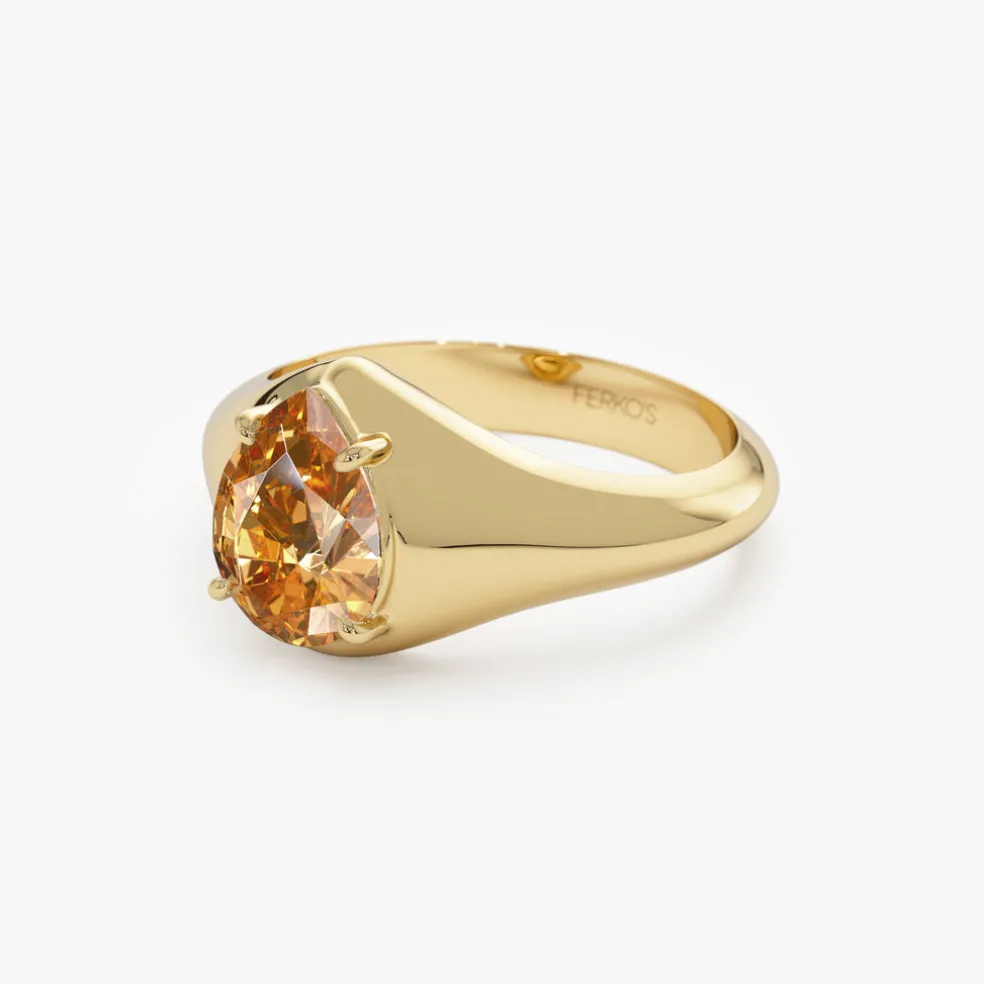 14K Pear Shaped Citrine Statement Ring