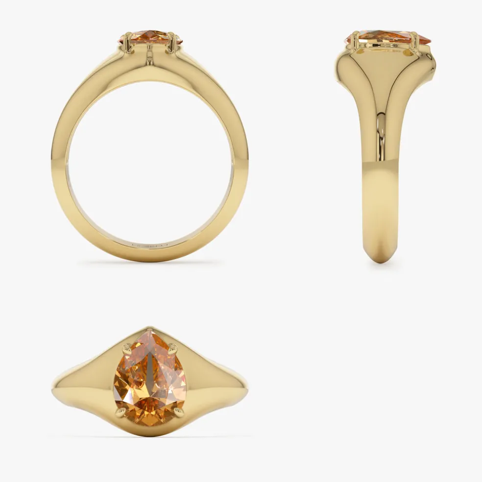 14K Pear Shaped Citrine Statement Ring