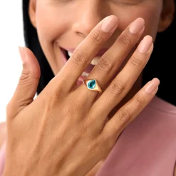 14K Pear Shaped London Blue Topaz Statement Ring