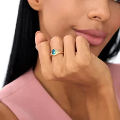 14K Pear Shaped London Blue Topaz Statement Ring