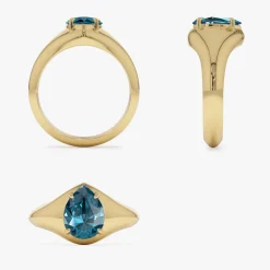14K Pear Shaped London Blue Topaz Statement Ring