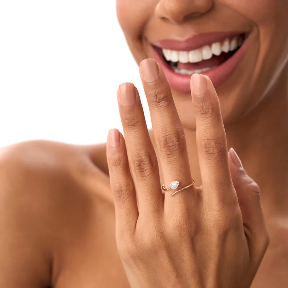 14K Pear-Shaped Diamond Wrap Ring