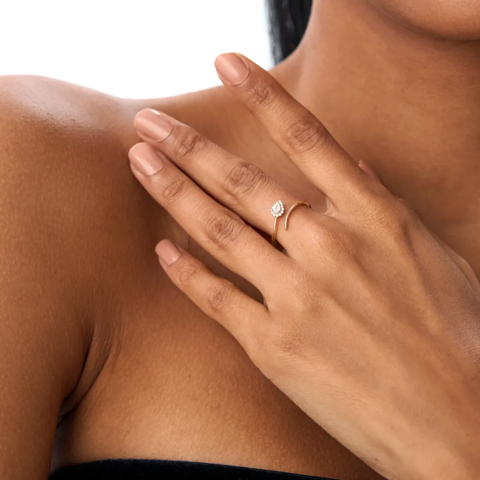 14K Pear-Shaped Diamond Wrap Ring