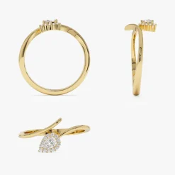14K Pear-Shaped Diamond Wrap Ring