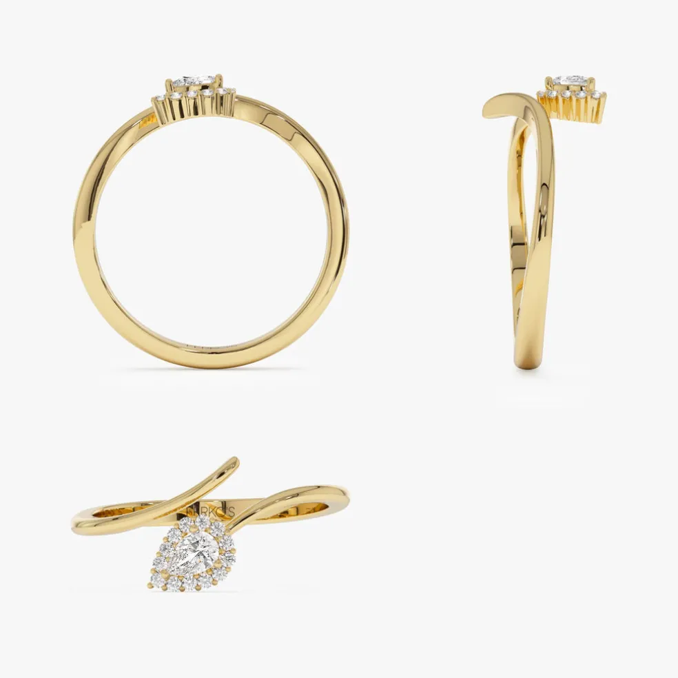14K Pear-Shaped Diamond Wrap Ring