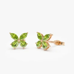 14K Peridot Butterfly Stud Earrings