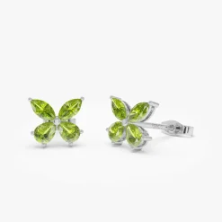 14K Peridot Butterfly Stud Earrings