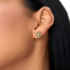 14k Peridot Four Leaf Clover Studs