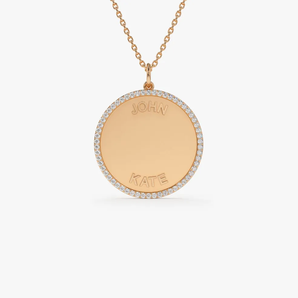14k Personalized Diamond Medallion Necklace