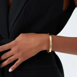 14K Personalized Roman Numeral Bangle Bracelet