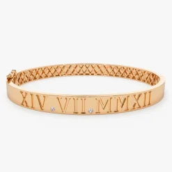 14K Personalized Roman Numeral Bangle Bracelet