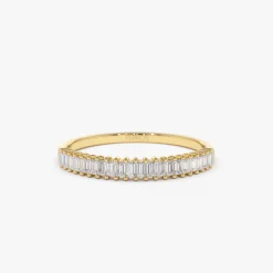 14k Petite Baguette Diamond Wedding Band