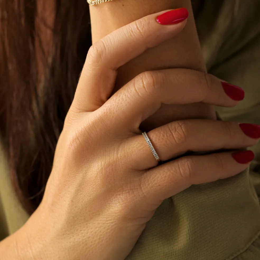 14k Petite Baguette Diamond Wedding Band