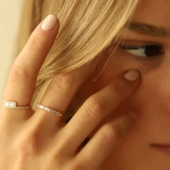 14k Petite Baguette Diamond Wedding Band