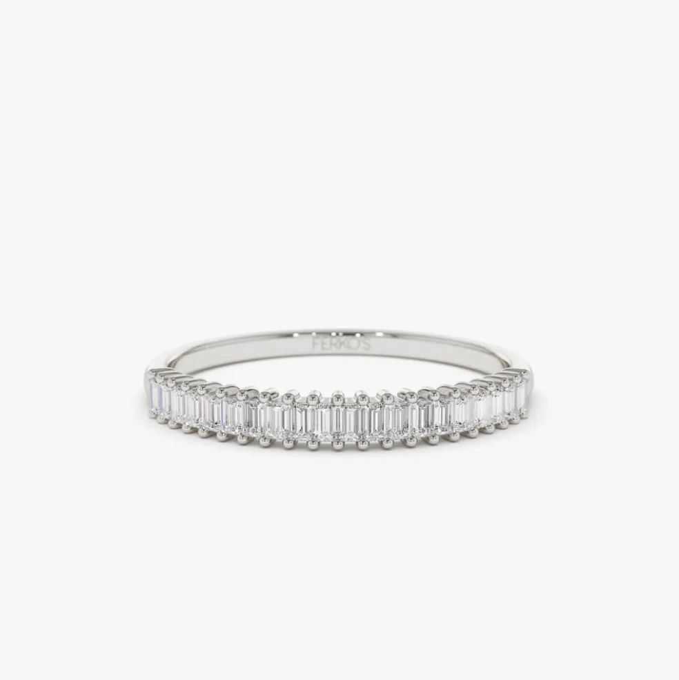 14k Petite Baguette Diamond Wedding Band