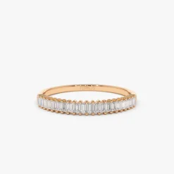 14k Petite Baguette Diamond Wedding Band