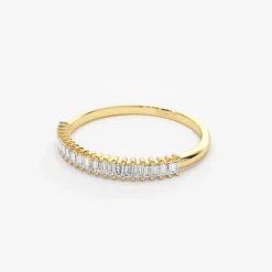 14k Petite Baguette Diamond Wedding Band