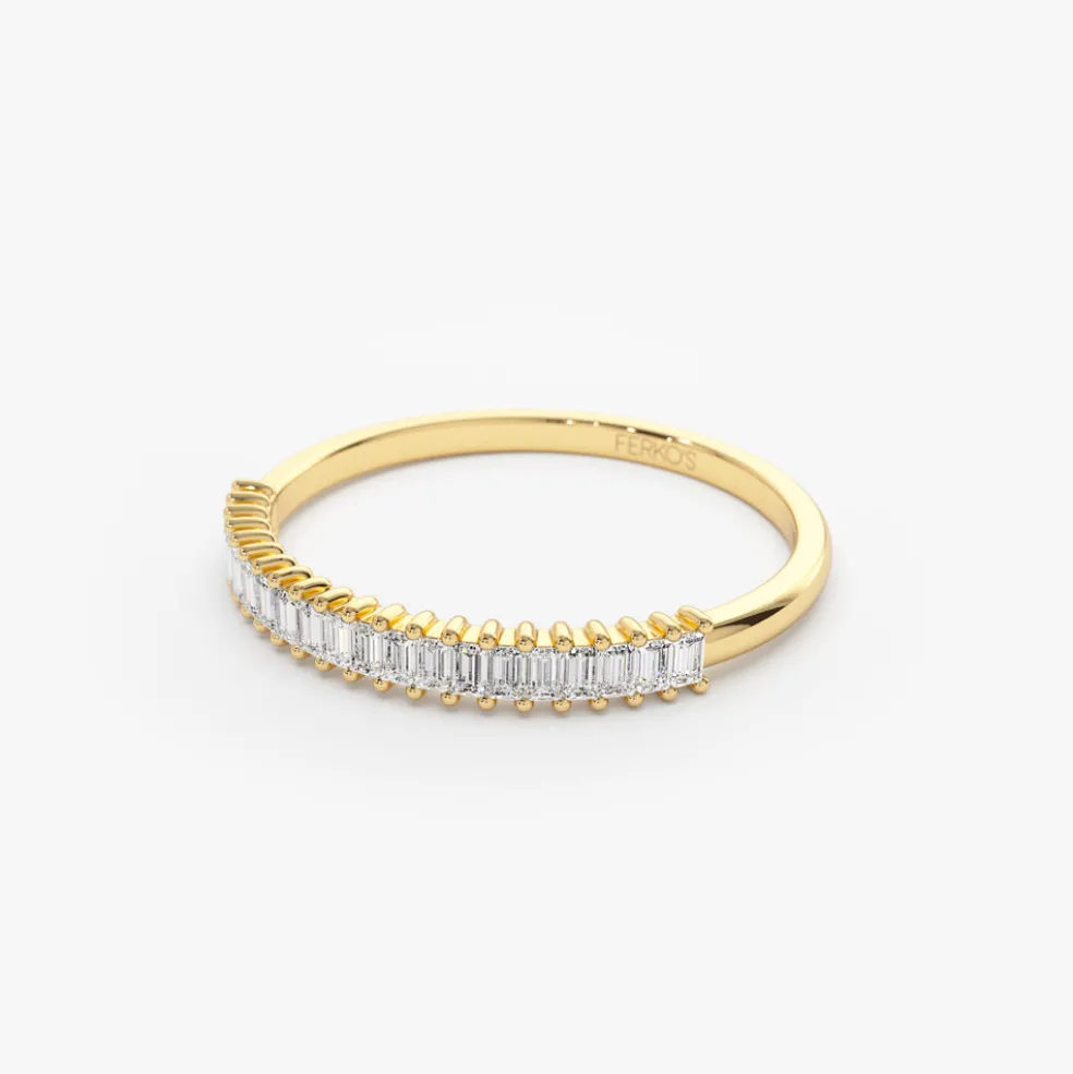14k Petite Baguette Diamond Wedding Band