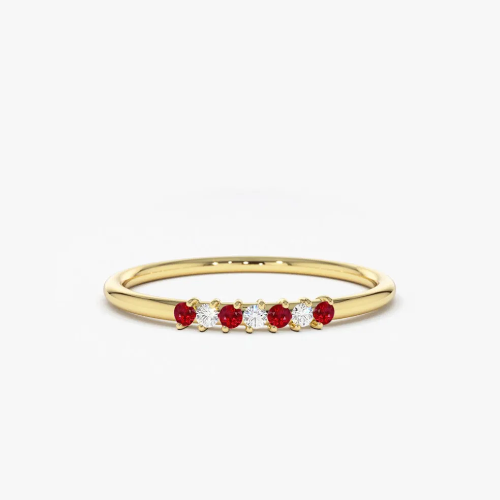 14k Petite Ruby and Diamond Ring