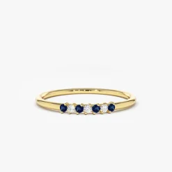 14k Petite Sapphire and Diamond Ring