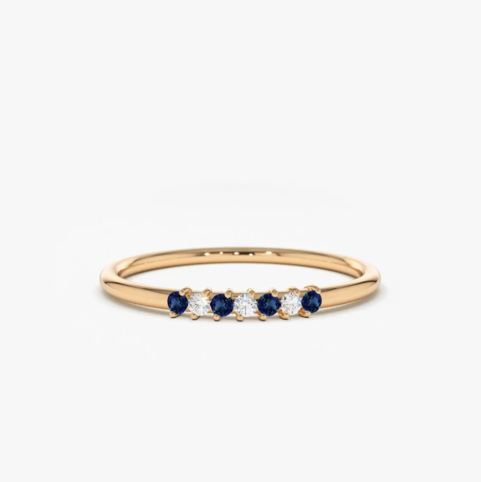 14k Petite Sapphire and Diamond Ring