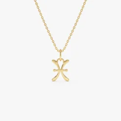 14K Pisces Zodiac Charm Necklace