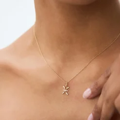 14K Pisces Zodiac Charm Necklace