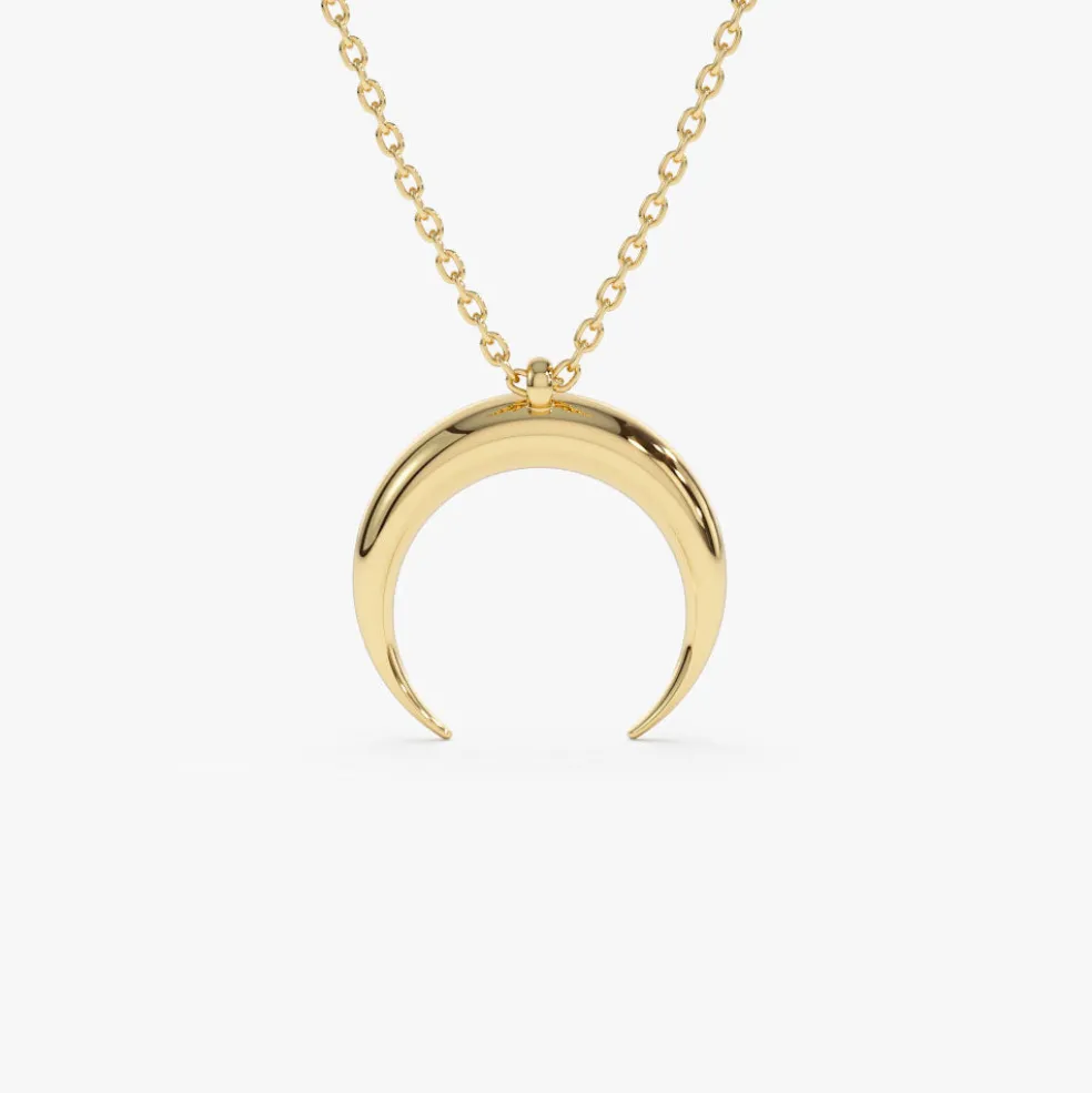 14K Plain Gold Crescent Moon Necklace