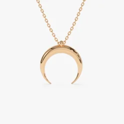 14K Plain Gold Crescent Moon Necklace