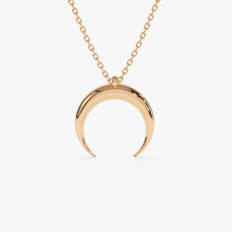 14K Plain Gold Crescent Moon Necklace