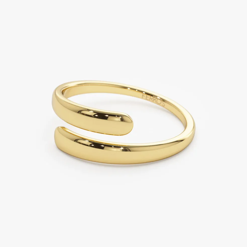 14K Plain Gold Crossover Ring
