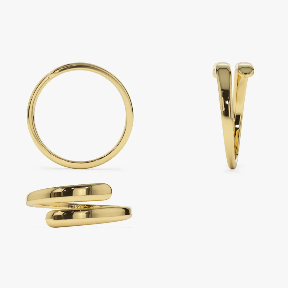 14K Plain Gold Crossover Ring