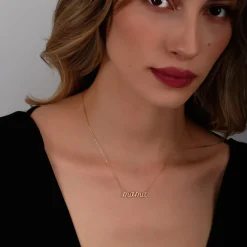 14k Plain Gold Script Mama Necklace