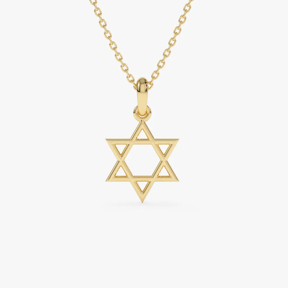 14K Plain Gold Star Of David Necklace